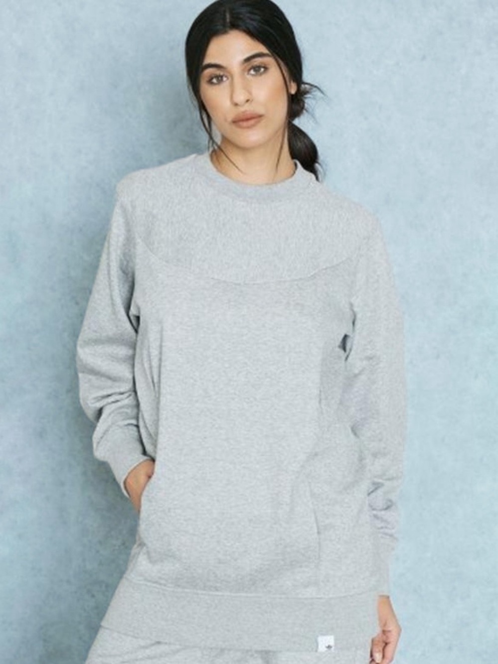 Adidas Originals Womens XBYO Crewneck Longline Sweatshirt Heather Gray Size M